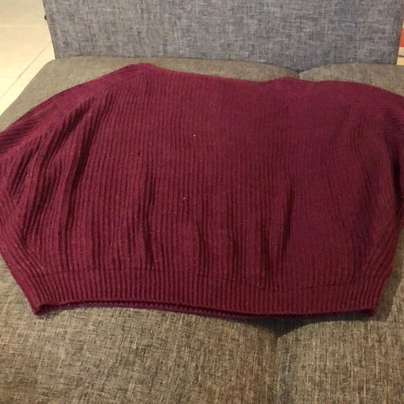 CHICOS -Slouchy Maroon/Plum Swearer shirt - Picture 4 of 4